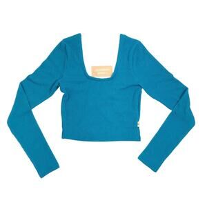 ARAMINTA JAMES Ocean Breeze Crinkle Top 6/M Azure Blue Festival City Chick NWT